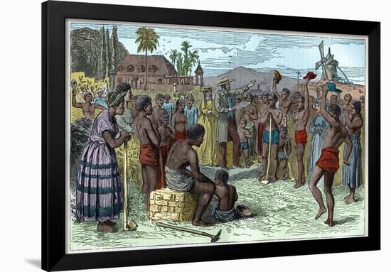 The emancipation of slaves on a West Indian plantation, early 19th century c1895-French School-Framed Giclee Print