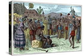 The emancipation of slaves on a West Indian plantation, early 19th century c1895-French School-Stretched Canvas