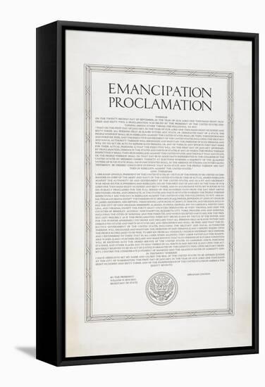 The Emancipation Proclamation. Abraham Lincoln Declares All Slaves in the United States Free-null-Framed Stretched Canvas