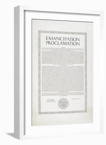 The Emancipation Proclamation. Abraham Lincoln Declares All Slaves in the United States Free-null-Framed Giclee Print