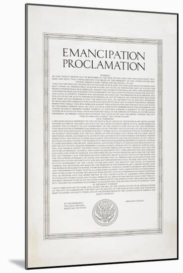 The Emancipation Proclamation. Abraham Lincoln Declares All Slaves in the United States Free-null-Mounted Giclee Print