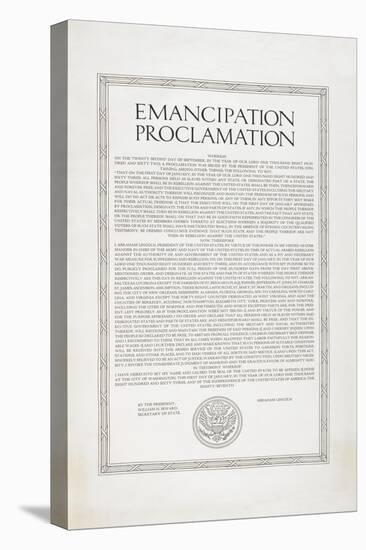 The Emancipation Proclamation. Abraham Lincoln Declares All Slaves in the United States Free-null-Stretched Canvas