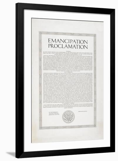 The Emancipation Proclamation. Abraham Lincoln Declares All Slaves in the United States Free-null-Framed Giclee Print