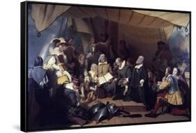 The Embarcation of the Pilgrims-Robert Walter Weir-Framed Stretched Canvas