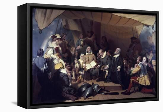 The Embarcation of the Pilgrims-Robert Walter Weir-Framed Stretched Canvas