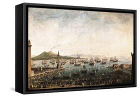 The Embarkation of Charles III in the Port of Naples-Antonio Joli-Framed Stretched Canvas