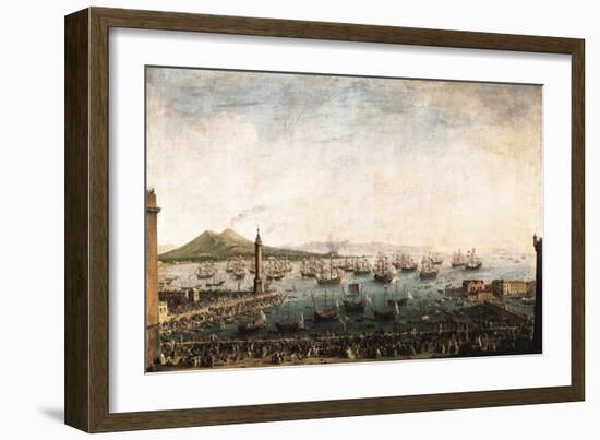 The Embarkation of Charles III in the Port of Naples-Antonio Joli-Framed Art Print