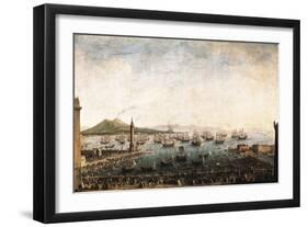 The Embarkation of Charles III in the Port of Naples-Antonio Joli-Framed Art Print