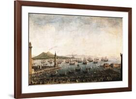 The Embarkation of Charles III in the Port of Naples-Antonio Joli-Framed Art Print