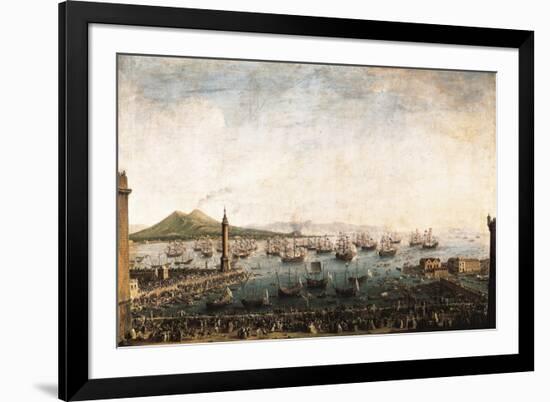 The Embarkation of Charles III in the Port of Naples-Antonio Joli-Framed Art Print