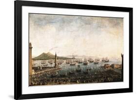 The Embarkation of Charles III in the Port of Naples-Antonio Joli-Framed Art Print