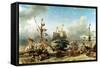 The Embarkation of the De Ruyter and the De Witt off Texel in 1667, 1850-51-Louis Eugene Gabriel Isabey-Framed Stretched Canvas