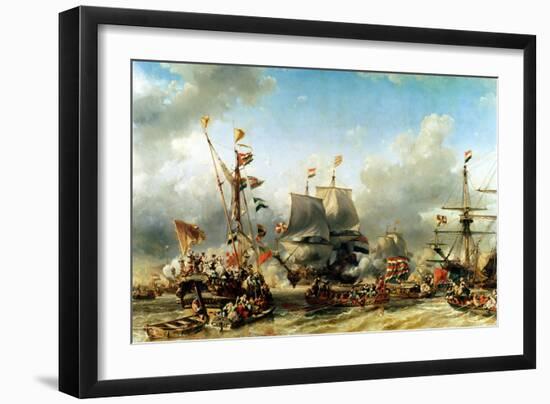 The Embarkation of the De Ruyter and the De Witt off Texel in 1667, 1850-51-Louis Eugene Gabriel Isabey-Framed Giclee Print