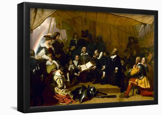 The Embarkation of the Pilgrims Historic Art Print Poster-null-Framed Poster