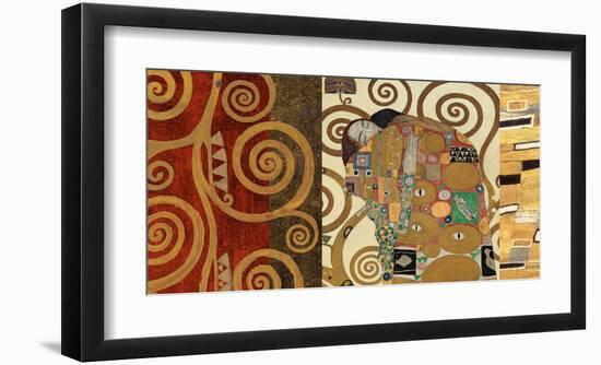 The Embrace (gold montage)-Gustav Klimt-Framed Art Print
