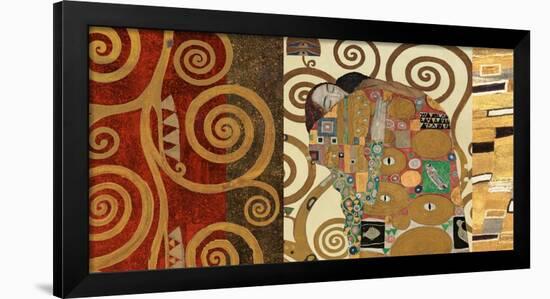 The Embrace (gold montage)-Gustav Klimt-Framed Art Print