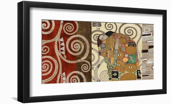 The Embrace (montage)-Gustav Klimt-Framed Art Print