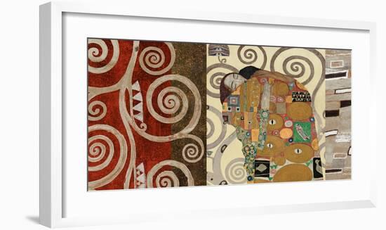 The Embrace (montage)-Gustav Klimt-Framed Art Print