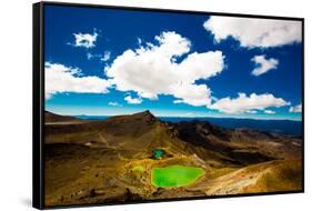 The Emerald Lakes, Tongariro National Park, UNESCO World Heritage Site, North Island, New Zealand-Laura Grier-Framed Stretched Canvas