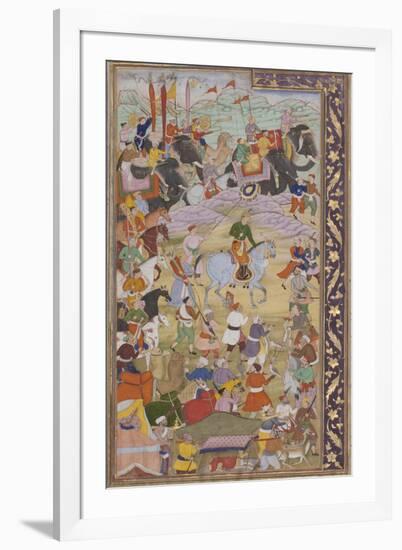 The Emperor Akbar Hunts at Sanganer on His Way to Gujarat, 1600-10-Mukund-Framed Giclee Print