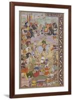 The Emperor Akbar Hunts at Sanganer on His Way to Gujarat, 1600-10-Mukund-Framed Giclee Print