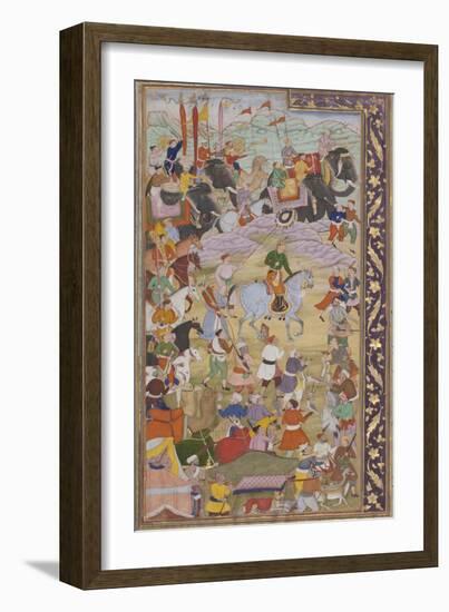 The Emperor Akbar Hunts at Sanganer on His Way to Gujarat, 1600-10-Mukund-Framed Giclee Print