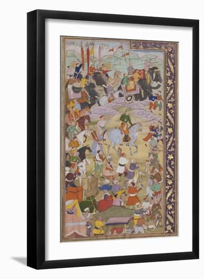 The Emperor Akbar Hunts at Sanganer on His Way to Gujarat, 1600-10-Mukund-Framed Giclee Print