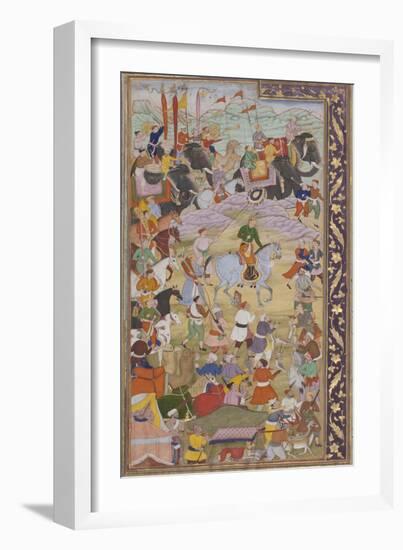 The Emperor Akbar Hunts at Sanganer on His Way to Gujarat, 1600-10-Mukund-Framed Giclee Print