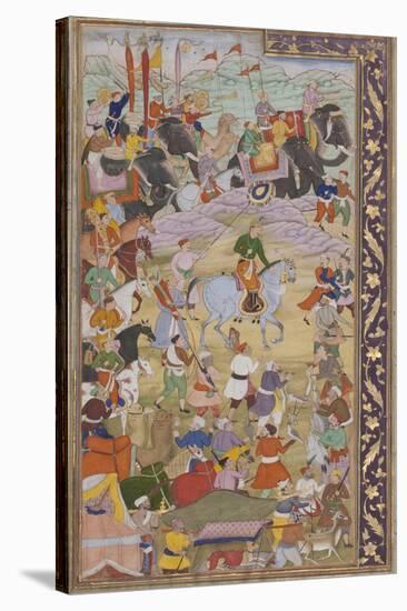 The Emperor Akbar Hunts at Sanganer on His Way to Gujarat, 1600-10-Mukund-Stretched Canvas