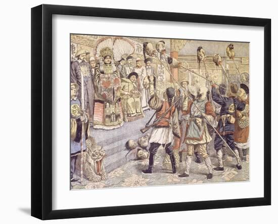 The Emperor Being Shown by Empress Mother Heads of Mandarins Suspected of Supporting the Russians-null-Framed Giclee Print