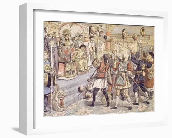 The Emperor Being Shown by Empress Mother Heads of Mandarins Suspected of Supporting the Russians-null-Framed Giclee Print