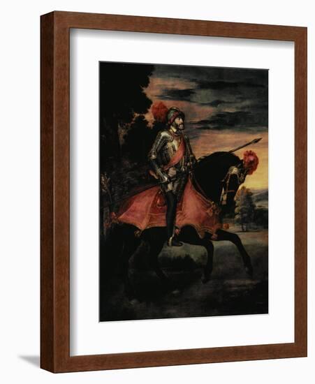 The Emperor Charles V (1500-58) on Horseback in Muhlberg, 1548-Titian (Tiziano Vecelli)-Framed Giclee Print