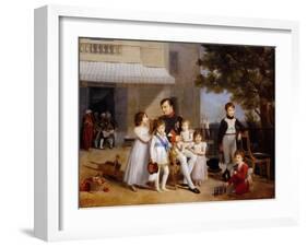 The Emperor Napoleon I on the Terrace of the Château Saint-Cloud Surrounded by His Children-Louis Ducis-Framed Giclee Print