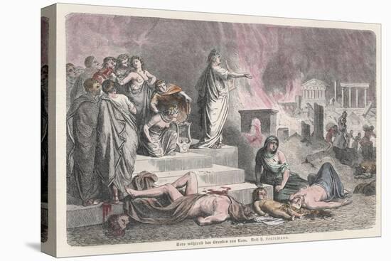 The Emperor Nero Watches Rome Burn-H. Leutemann-Stretched Canvas