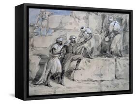 The Emperor of Austria Ascending the Great Pyramid, Egypt, 1869-William Simpson-Framed Stretched Canvas