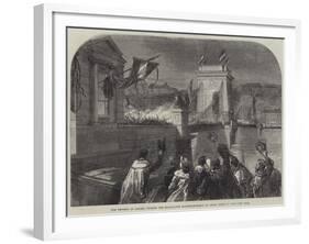 The Emperor of Austria Crossing the Illuminated Suspension-Bridge at Pesth, Hungary-null-Framed Giclee Print