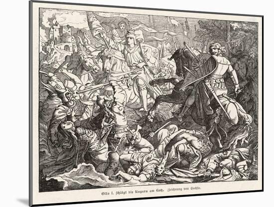 The Emperor Otto 1 Defeats the Hungarian Magyars at the Lechfeld-Sachse-Mounted Art Print