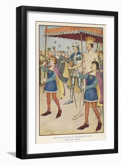 The Emperor Walks Naked Through the Crowd of Citizens Under a Canopy Held up by Pages-Monro S. Orr-Framed Art Print