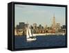 The Empire State Building and Midtown Manhattan Skyline Across the Hudson River, New York City-Amanda Hall-Framed Stretched Canvas