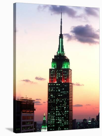 The Empire State Building Illuminated at Night-null-Stretched Canvas