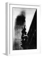 The Empire State Building, New York, on Fire, 1945-null-Framed Art Print