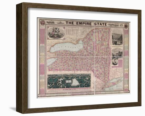 The Empire State (New York) with Central Park and New York City, 1862-null-Framed Giclee Print