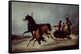 The Empress Elizabeth in a Sledge-Alexander Ivanovich Sauerweid-Framed Stretched Canvas