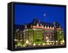 The Empress Hotel at Night, Victoria, Vancouver Island, British Columbia, Canada, North America-Martin Child-Framed Stretched Canvas