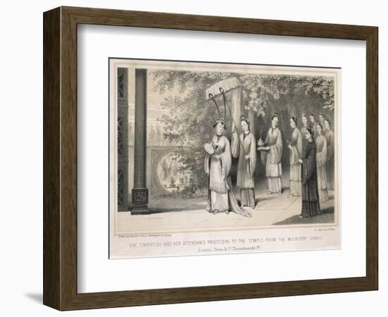 The Empress of China During the Annual Ceremony Commemorating the Invention of Silk Weaving-J.w. Giles-Framed Art Print