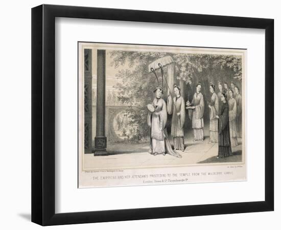 The Empress of China During the Annual Ceremony Commemorating the Invention of Silk Weaving-J.w. Giles-Framed Art Print