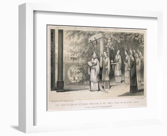 The Empress of China During the Annual Ceremony Commemorating the Invention of Silk Weaving-J.w. Giles-Framed Art Print