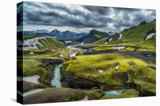 The Emstrua River, Thorsmork with the Krossarjokull Glacier in the Background, Iceland-Ragnar Th Sigurdsson-Stretched Canvas