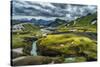 The Emstrua River, Thorsmork with the Krossarjokull Glacier in the Background, Iceland-Ragnar Th Sigurdsson-Stretched Canvas