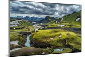 The Emstrua River, Thorsmork with the Krossarjokull Glacier in the Background, Iceland-Ragnar Th Sigurdsson-Mounted Photographic Print